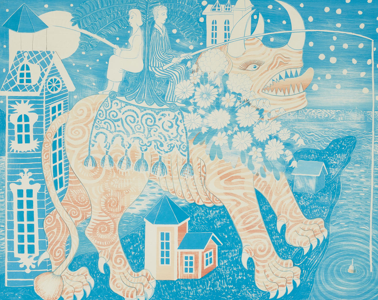 MÅRTEN ANDERSSON (1934-2017), Composition with fabulous animals, signed, lithograph in colours.