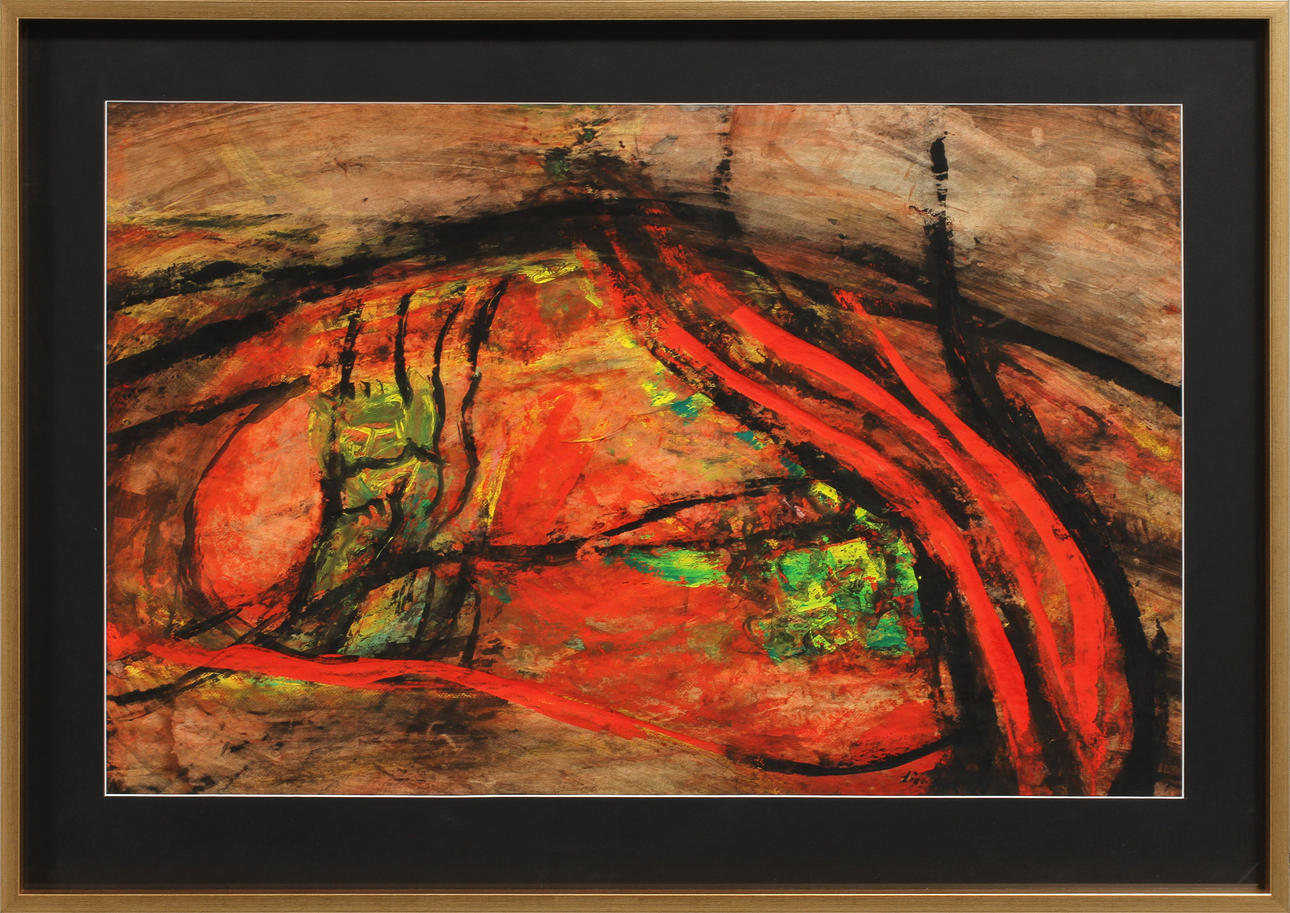 LÉON ZACK. Komposition. Blandteknik på papper, signerad.