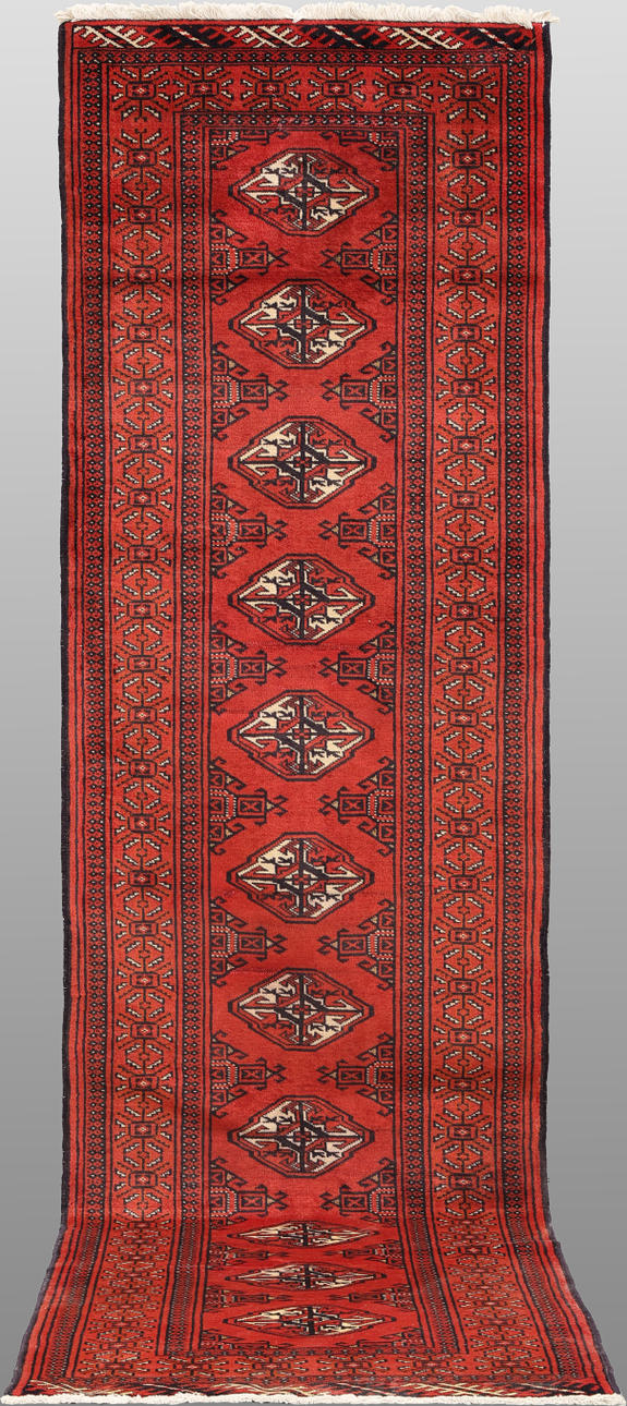 ORIENT CARPET. Turkmen, gallery model, 332x92 cm.