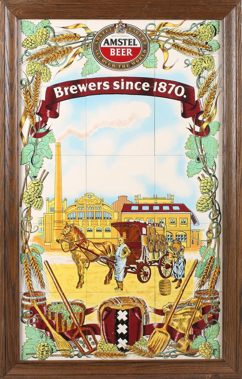 REKLAMSKYLT, kakelplattor, Amstelöl, Holland.