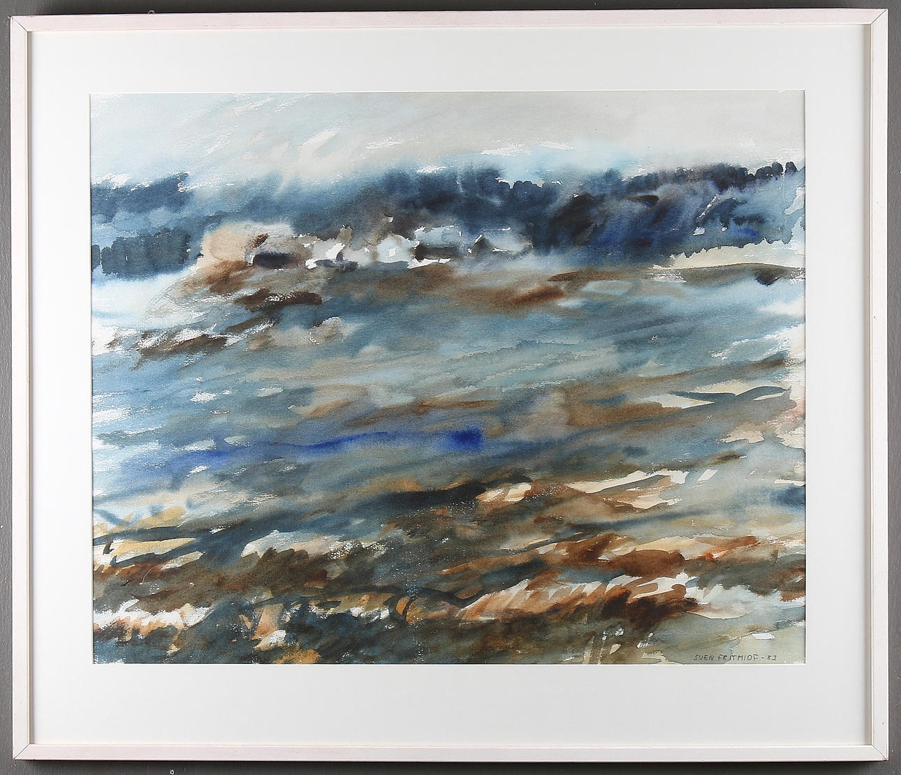 SVEN FRITHIOF. "Blå Timmen", akvarell, signerad och daterad -83.