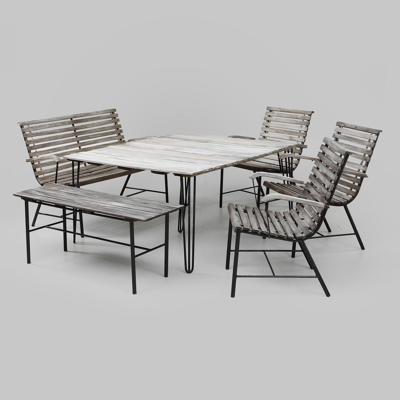 TRÄDGÅRDSGRUPP, 8 delar, 1950/60-tal.