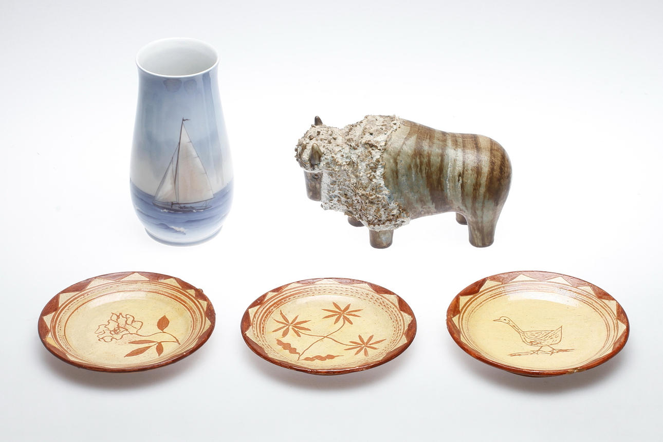 KERAMIK, 5 delar, Sjöbo, Ego och Bing & Gröndahl.