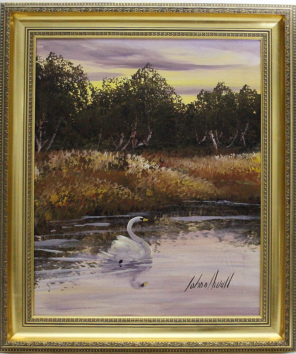 JOHAN ARVALL. olja på duk, svanen.