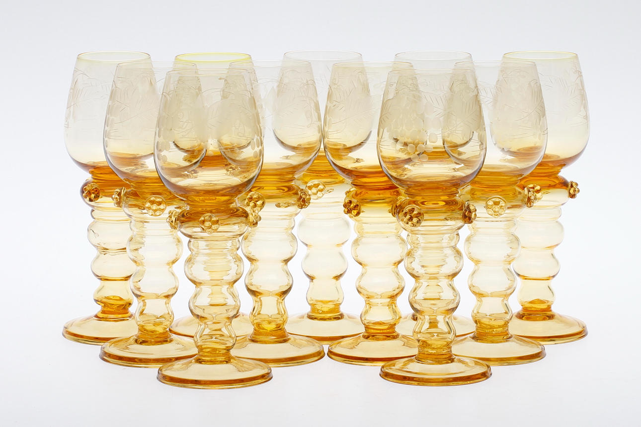 VITVINSGLAS, 11 st, remmare, 1900-tal.