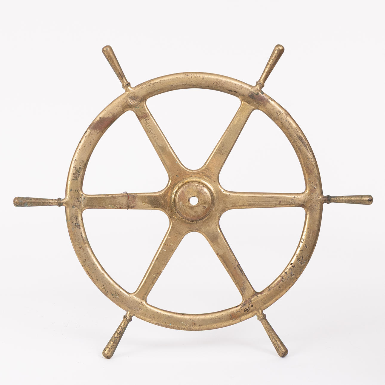 Schiffslenkrad aus Messing, 20. Jahrhundert.