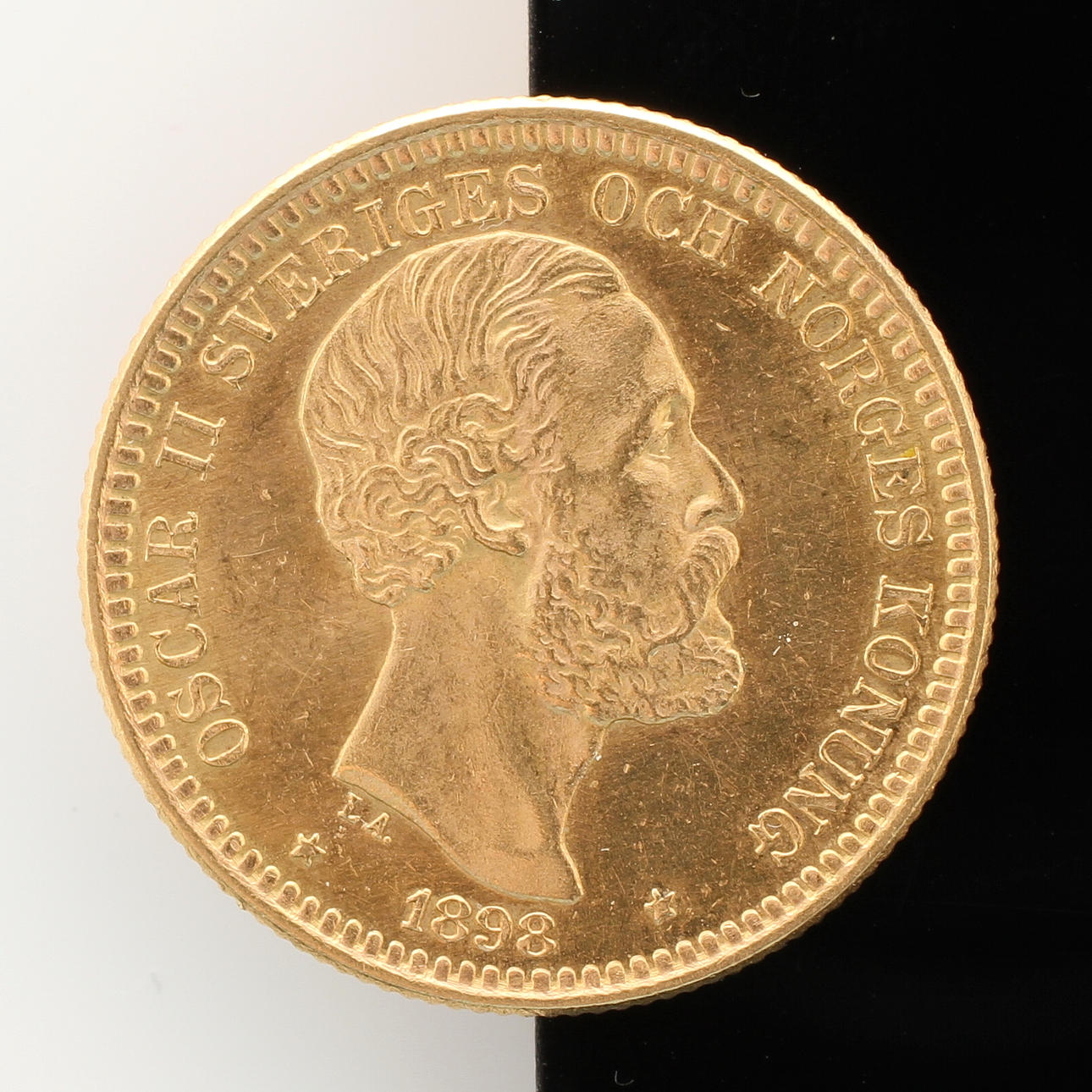 GULDMYNT, 21,6k guld, 20kr Oscar II 1898.