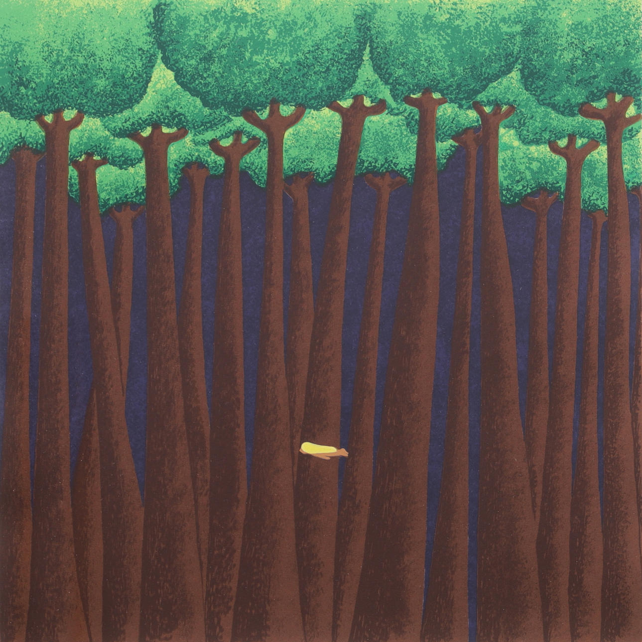 OIDENTIFIERAD KONSTNÄR. “Long inside the forest”, lithograph, signed and dated 1977.