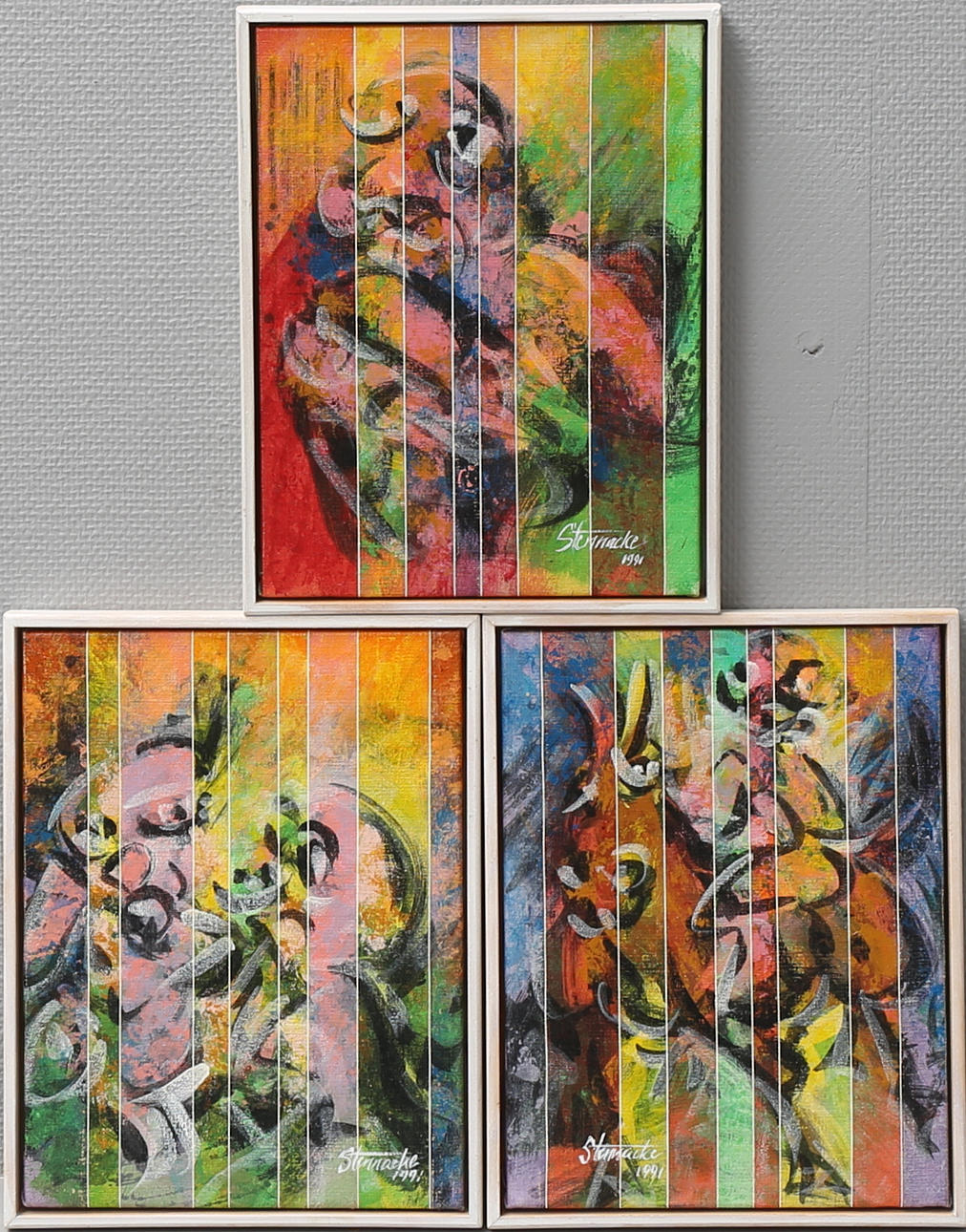 HANS LINDGREN. Olja på duk, 3 st, signerade Stennacke, daterade 1991.