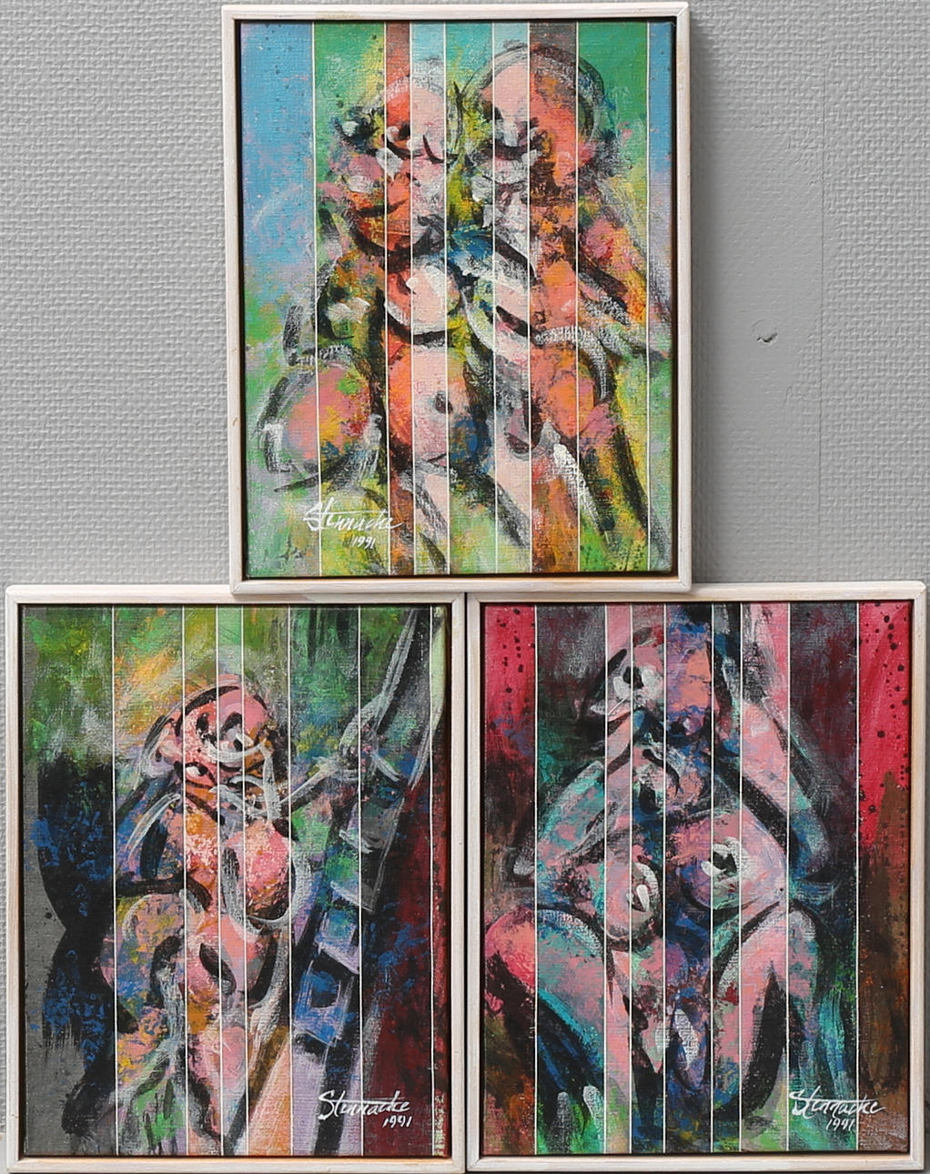 HANS LINDGREN. Olja på duk, 3 st, signerade Stennacke, daterade 1991.
