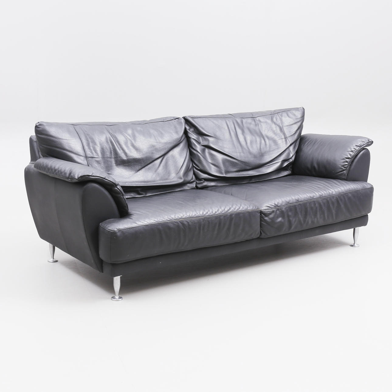 Sofa, black leather, Italsofa, Italy.