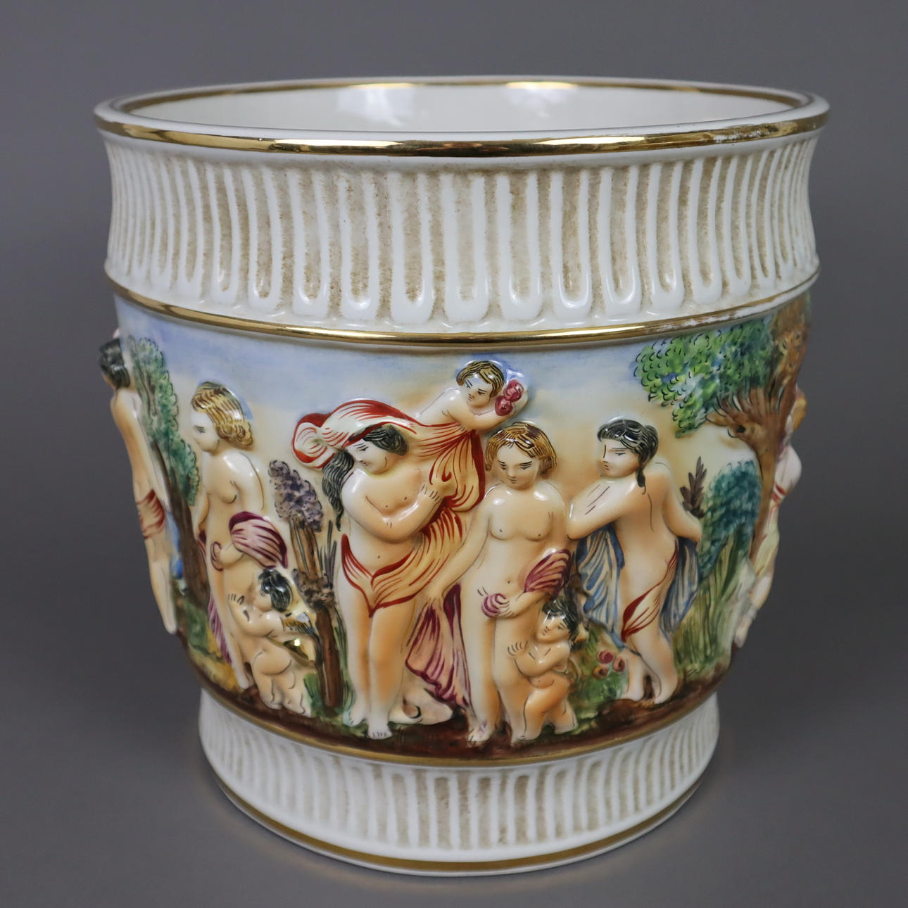 R，CAPODIMONTE  ITALY ポット Cachepot/flower pot - G.B.R. CAPODIMONTE, Italy 20th Jh. Ceramics
