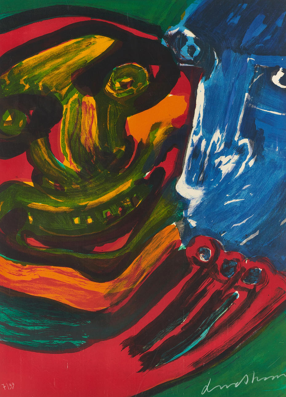 BENGT LINDSTRÖM. composición de figuras, numerada 7/99, litografía.