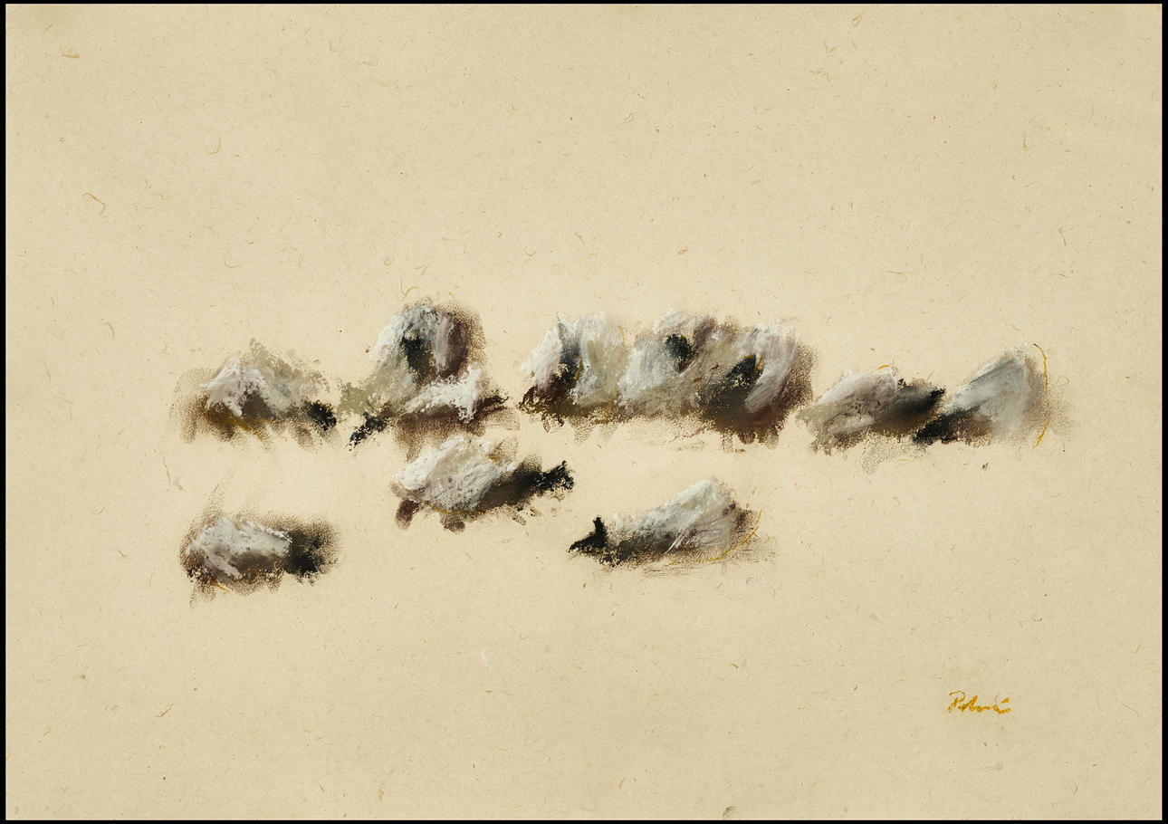 ANDERS PALMÉR. Sheep, signed Palmér, mixed media.