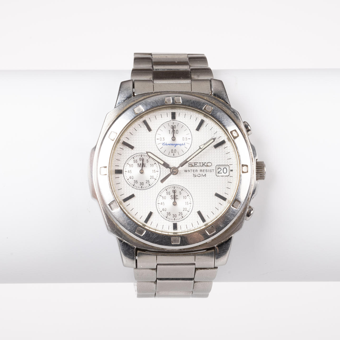 SEIKO, Chronograph Date 50M Armbanduhr, Stahl.