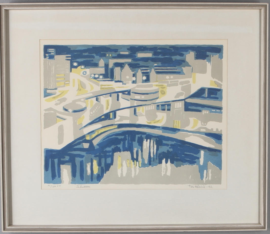 TOR HÖRLIN. Slussen, litografi, signerad, daterad samt numrerad 35 / 100 + 15.