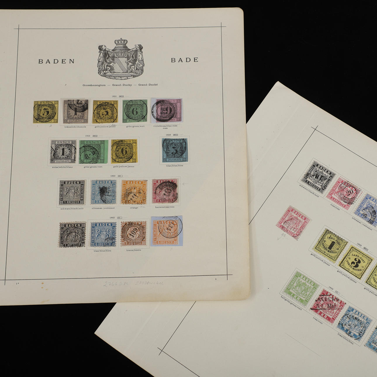 BADEN, sellos, 1851-1868.
