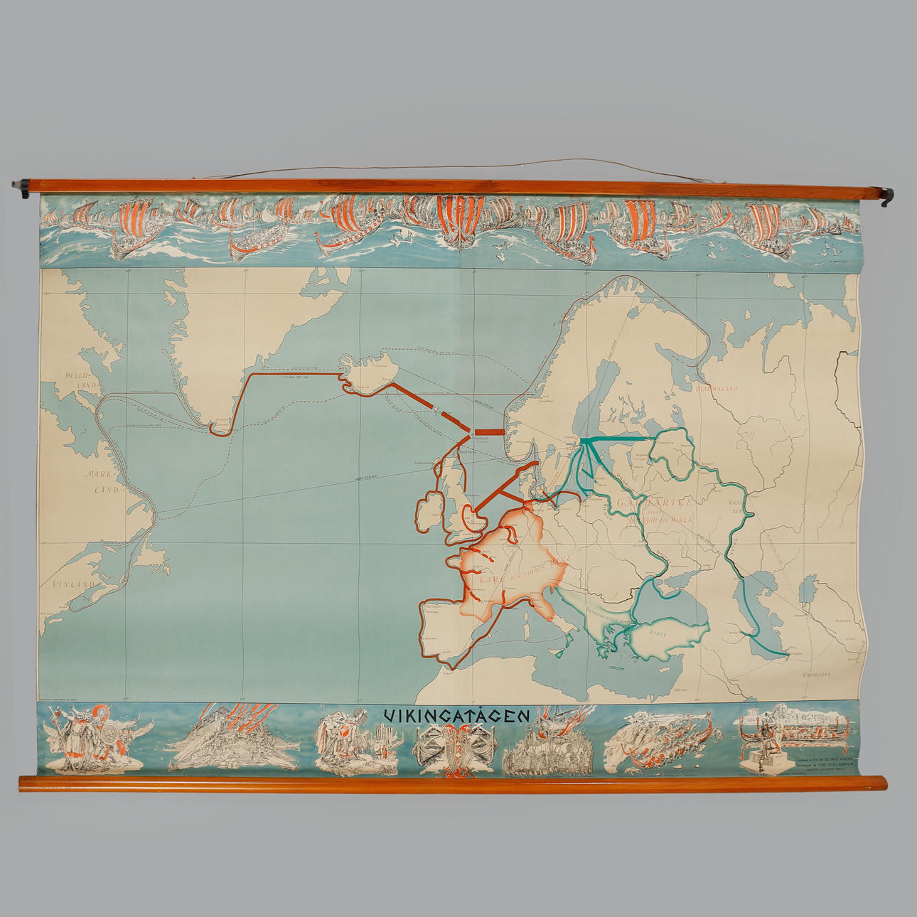 Ein „Wikingerzug“ -Schulplan, ca. Mitte des 20. Jahrhunderts.