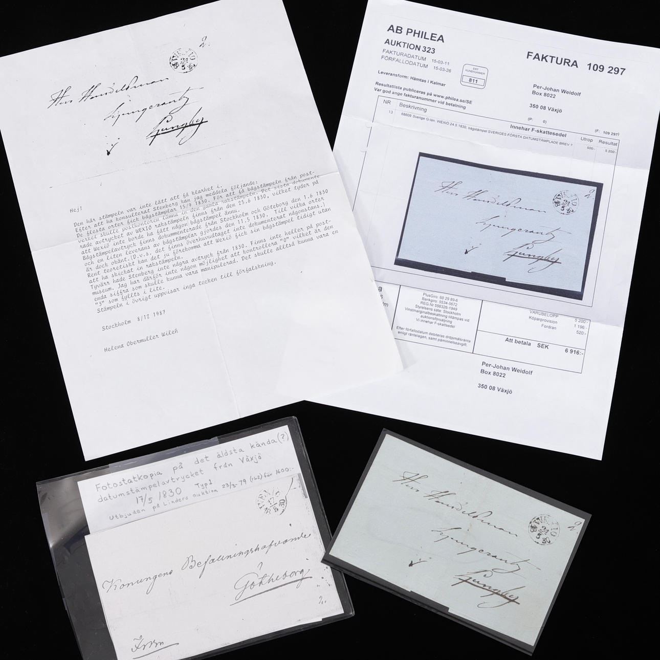 FRÜHER BOGENSTEMPEL AUF BRIEF, 1830.