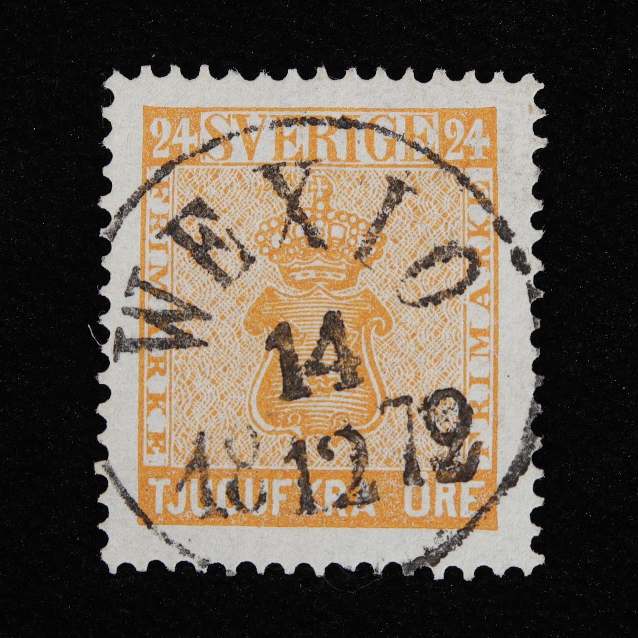 24 ÖRE VAPENTYP, stämplad WEXIÖ, 1872.