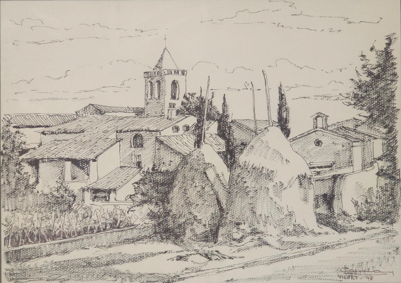 GALIMANY. BELL-TOWER. DRAWING WITH FELT-TIP PEN ON PAPER.