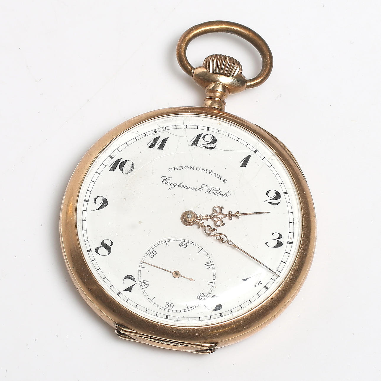 FICKUR, 14k guld, "Chonometre Corgémont Watch" samt KLOCKSTÄLL, 18/1900-tal.