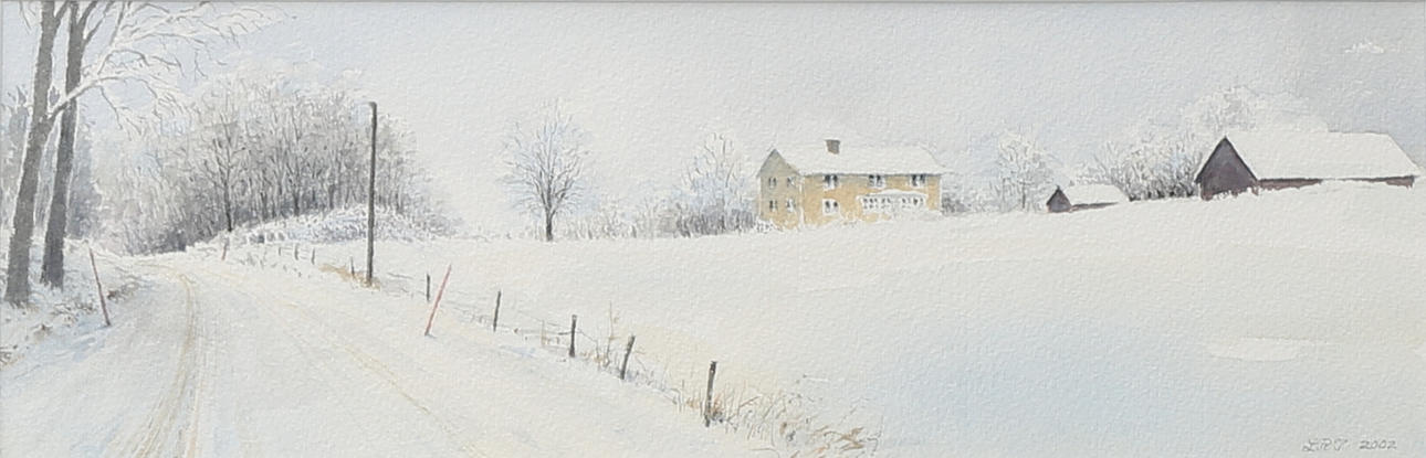 LARS ROLAND JOHANSSON. Vinterlandskap. Akvarell, signerad och daterad 2002.