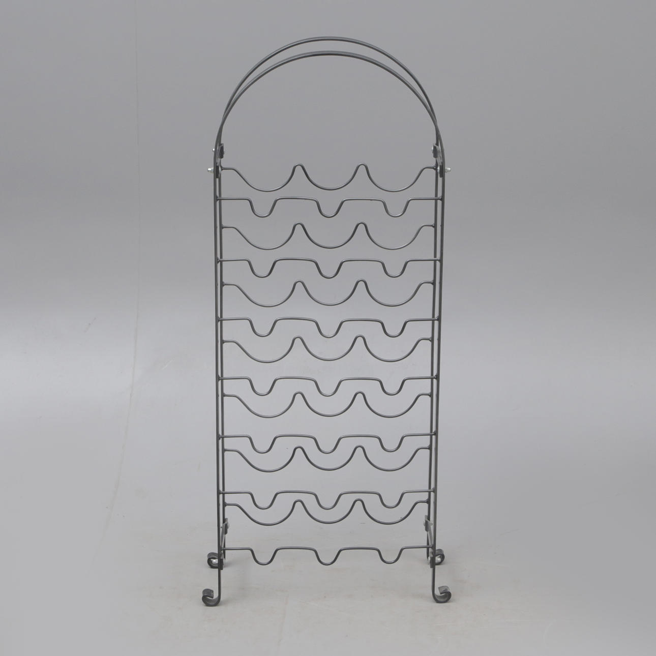 A metal wine rack.