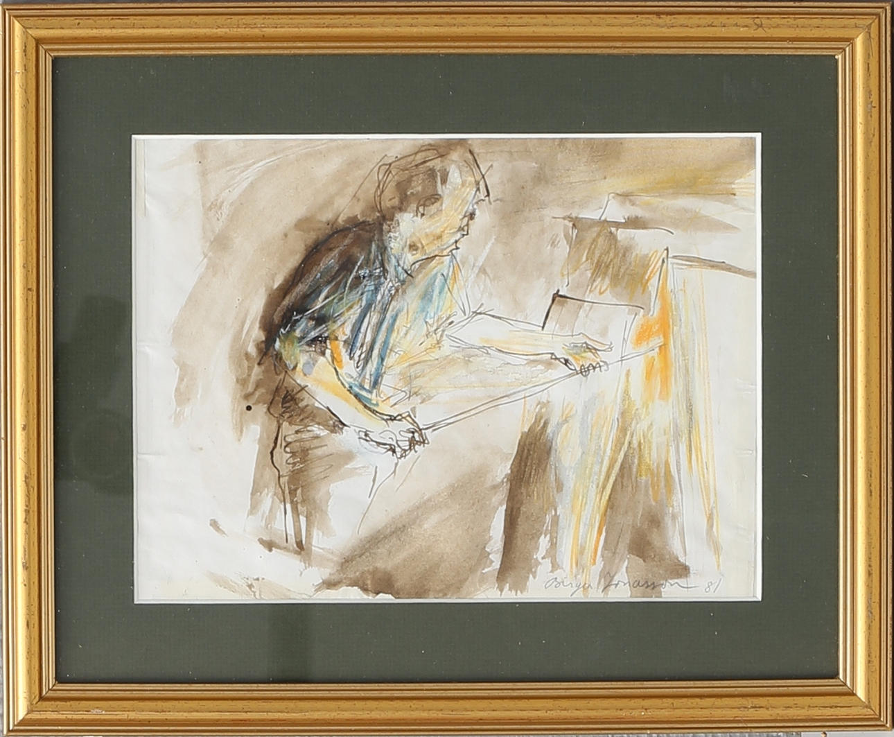 BIRGER JONASSON. I hyttan. Blandteknik, signerad och daterad 81.