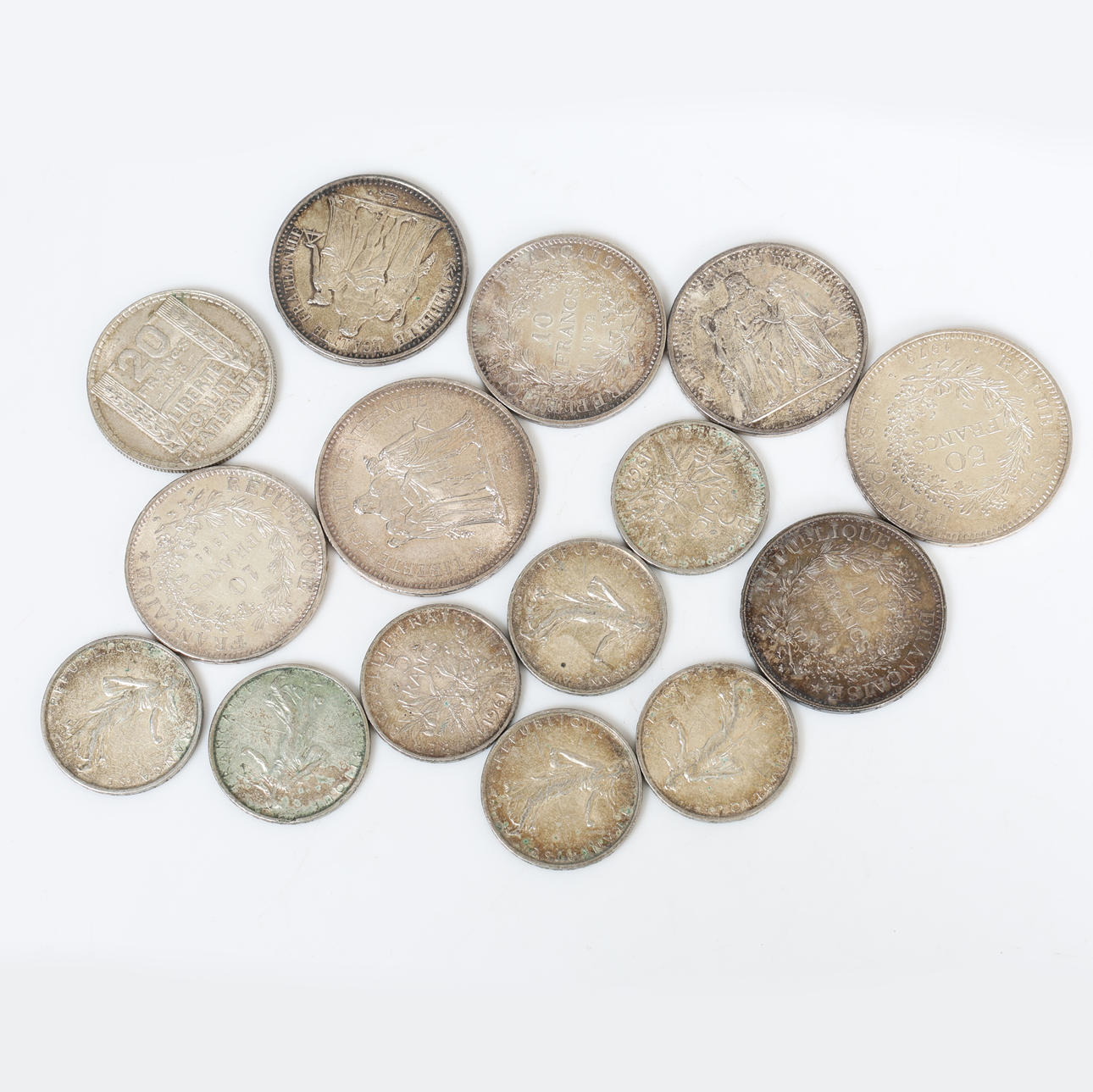 SAMLING AF FRANSKE SØLVMØNTER (15).