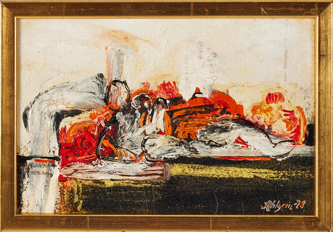 SVEN AHLGREN. Figure scene, oil on panel, signed, dated 78.