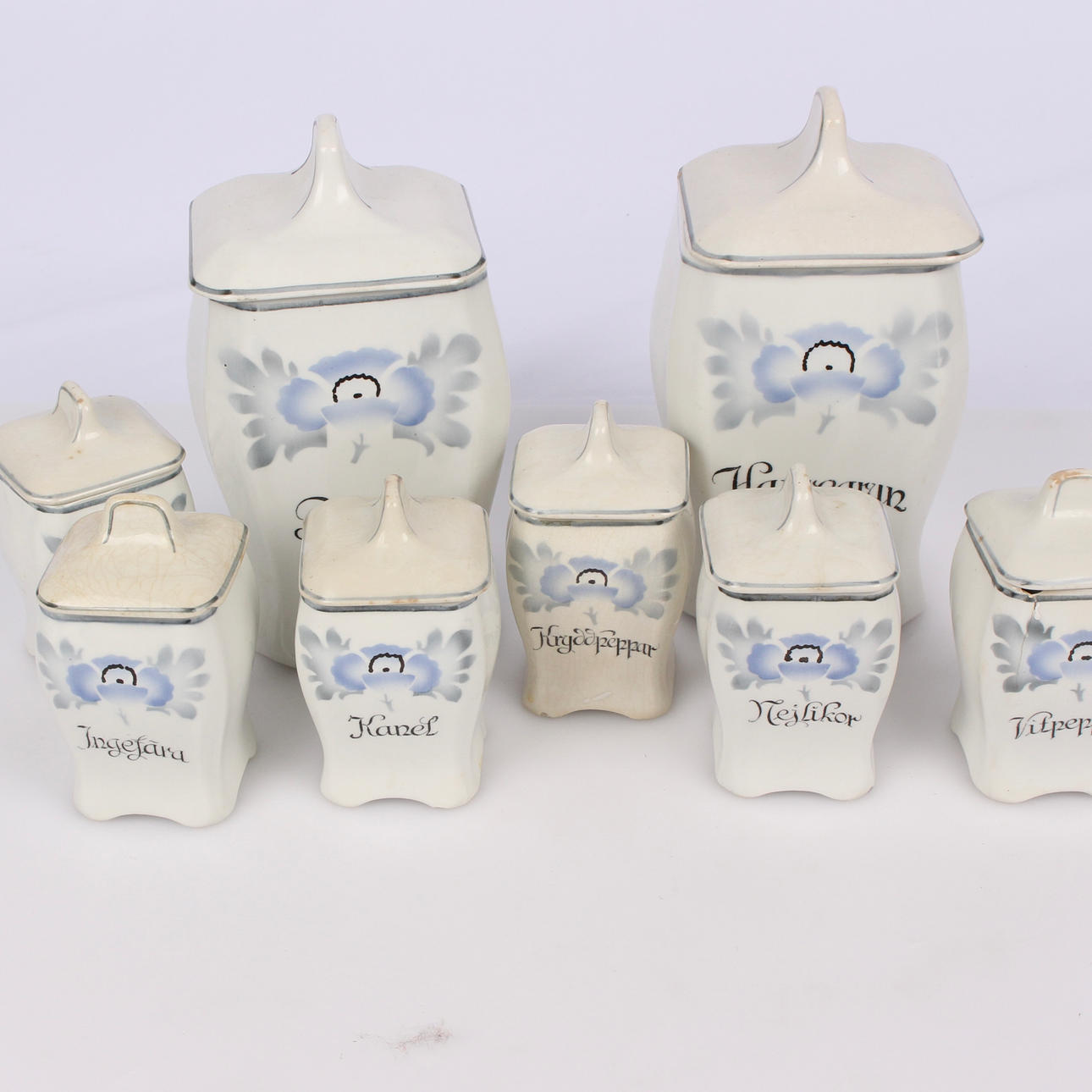 GEFLE krydderikrukker, 8 dele, 20. årh.