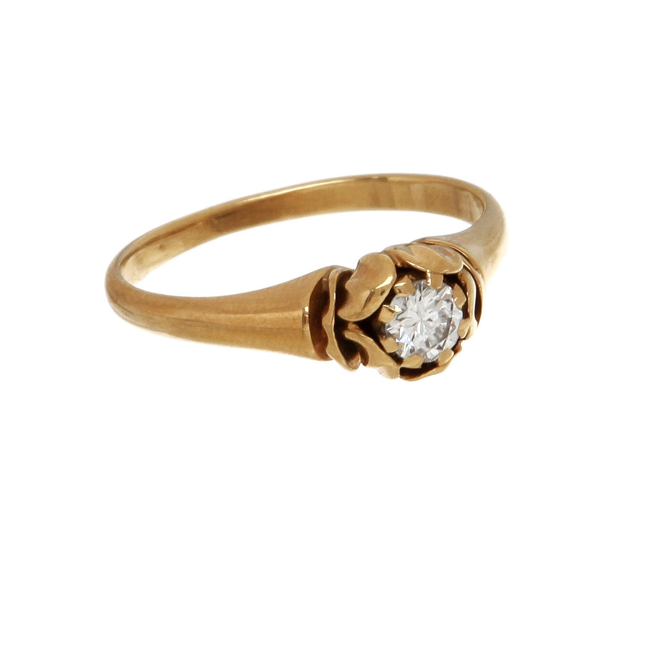 RING, 19K rödguld med diamant, totalt ca 0,28 ct, Georg Jensen, ca 1915 - 1927. Vikt 3,6 g.