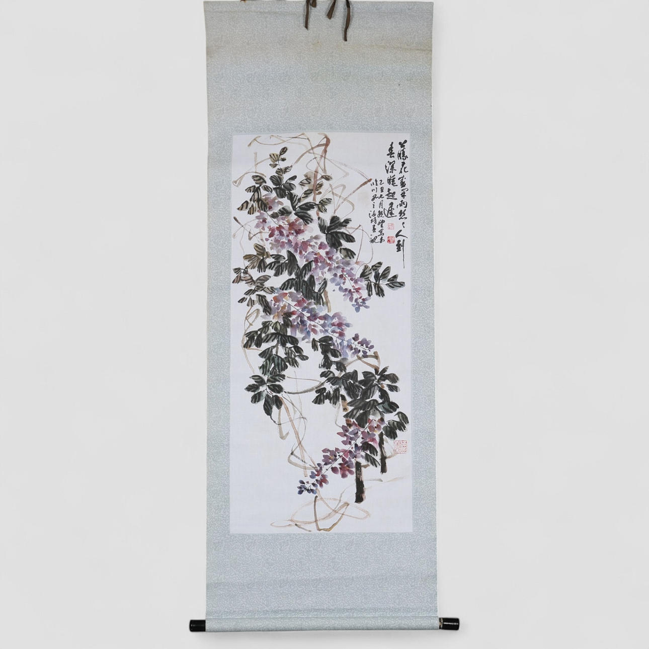 Chinesische Bildrolle/-rolle, Textil, China.