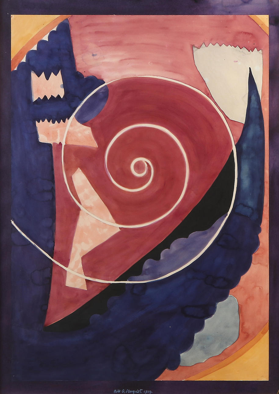 NILS G STENQVIST. Watercolor. “Large fossil”. Signed and dated 1987.