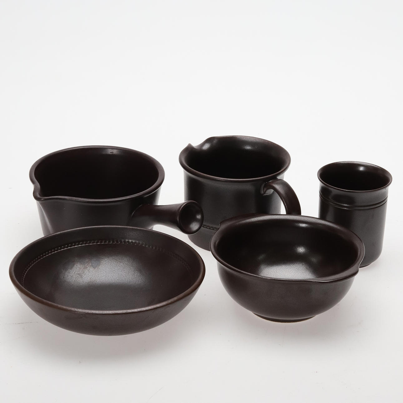 CERAMIC OBJECTS, 5 PIECES, STONEWARE, HÖGANÄS AND GUSTAVSBERG.