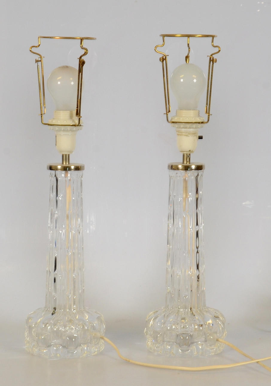 BORDSLAMPOR, 1 par, glas, Carl Fagerlund, Orrefors.