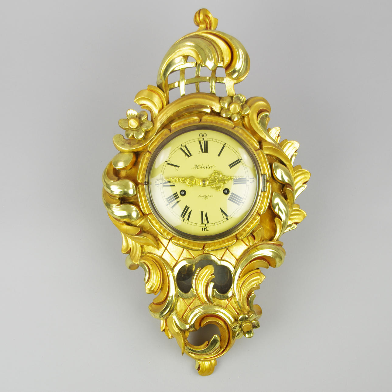 VÄGGPENDYL, förgylld, rokokostil, 1900-talets mitt, Holmia.