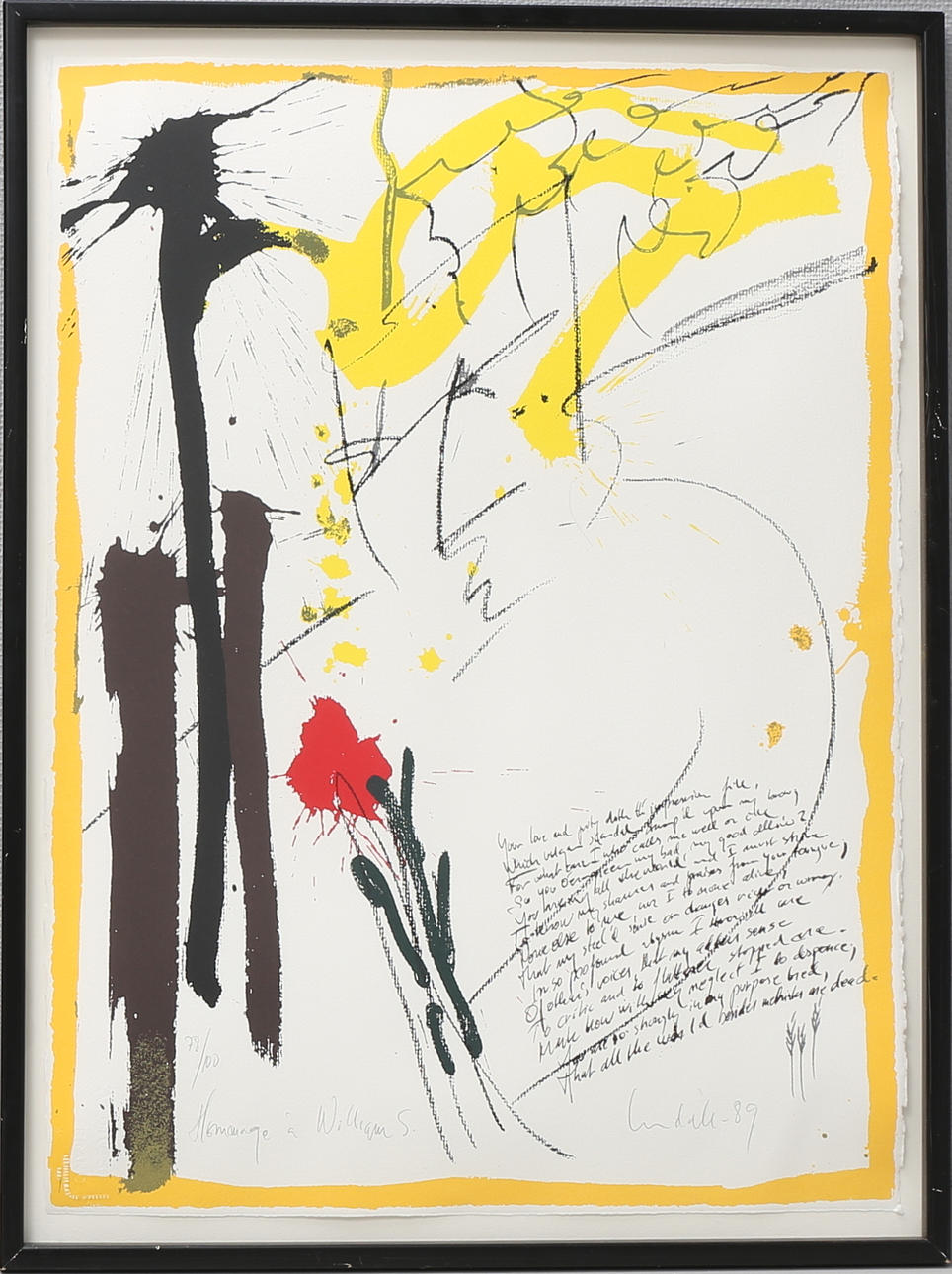 ULF LUNDELL. Hommage a William S, Färglitografi, signerad och numrerad 78/100, daterad -89.