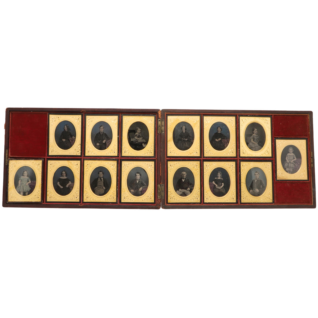 A SET OF FOURTEEN VICTORIAN DAGUERREOTYPE PORTRAITS C. 1859.