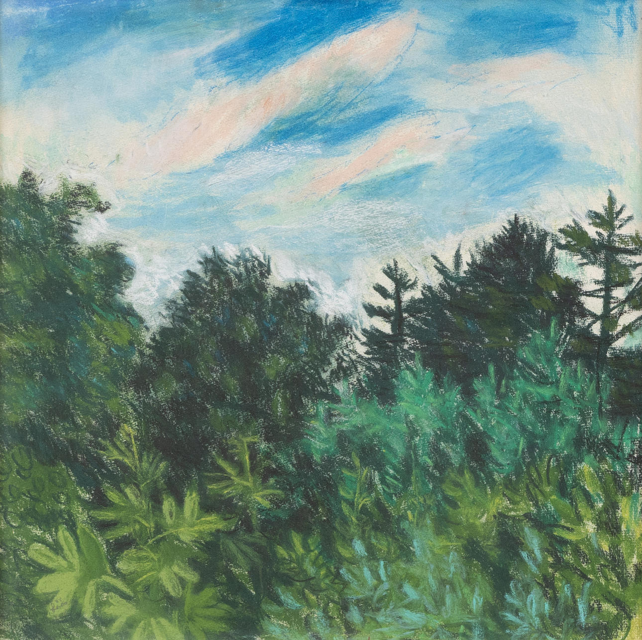 EVY LÅÅS. Waldlandschaft, Mischtechnik, signiert.