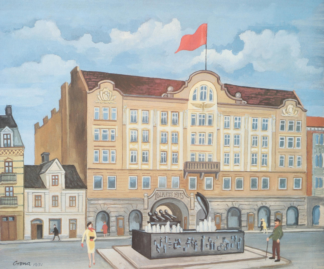 GEORG CRONA. EFTER. Folkets hus Helsingborg, inramat tryck.