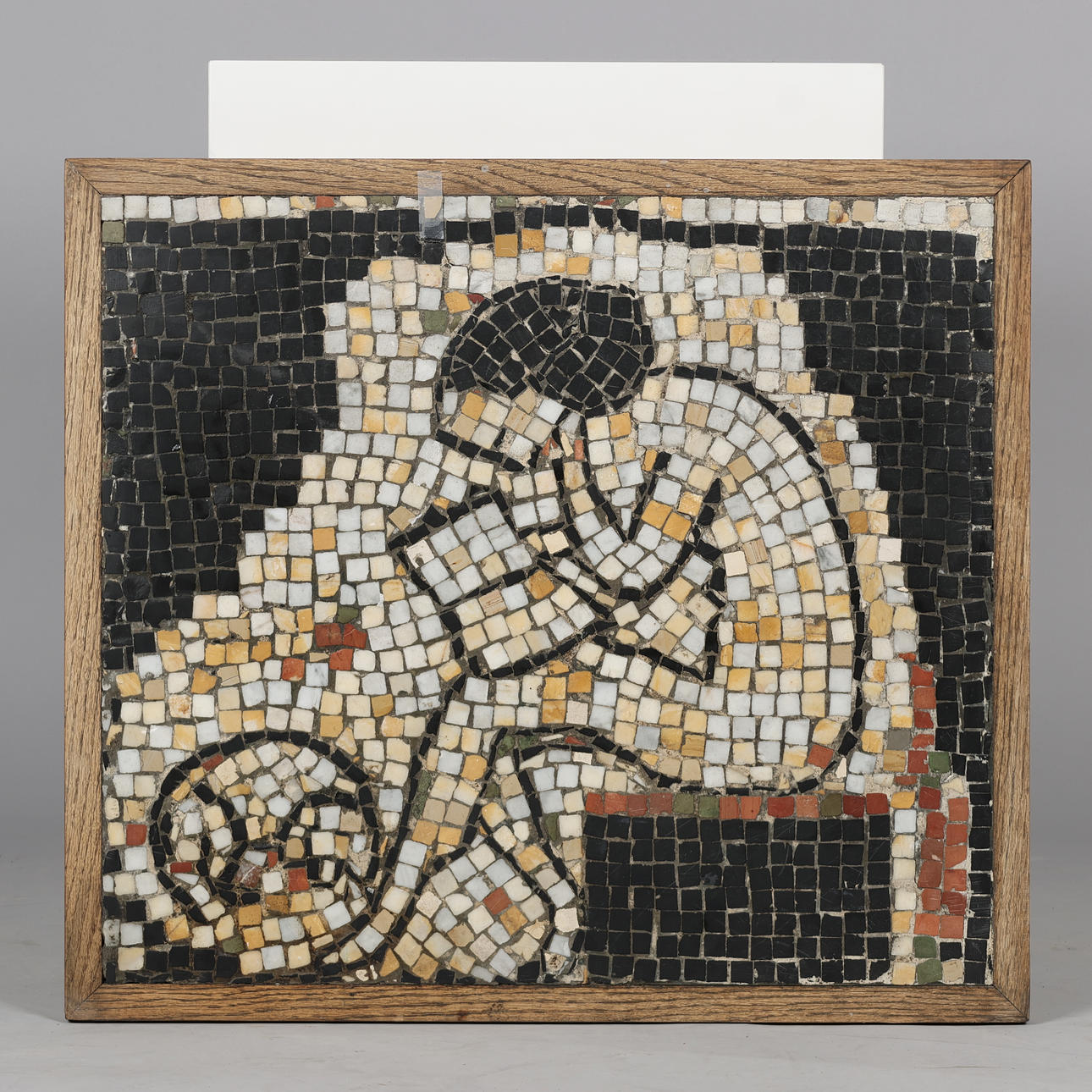 Mosaic countertop with solid wood frame, 1900s.