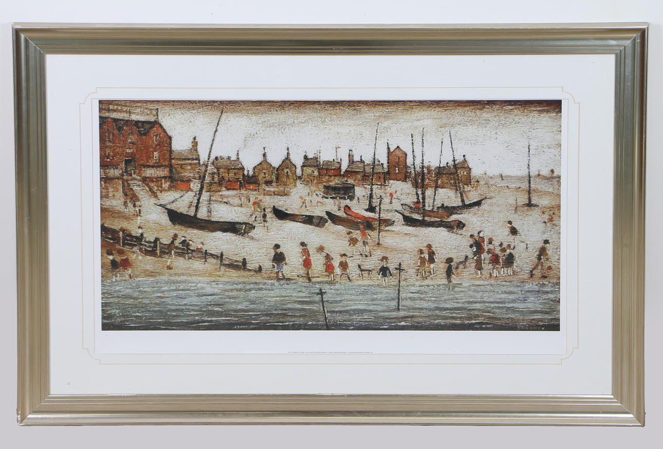 EFTER LAURENCE STEPHEN LOWRY (BRITISK, 1887-1976) 'STRANDEN'.