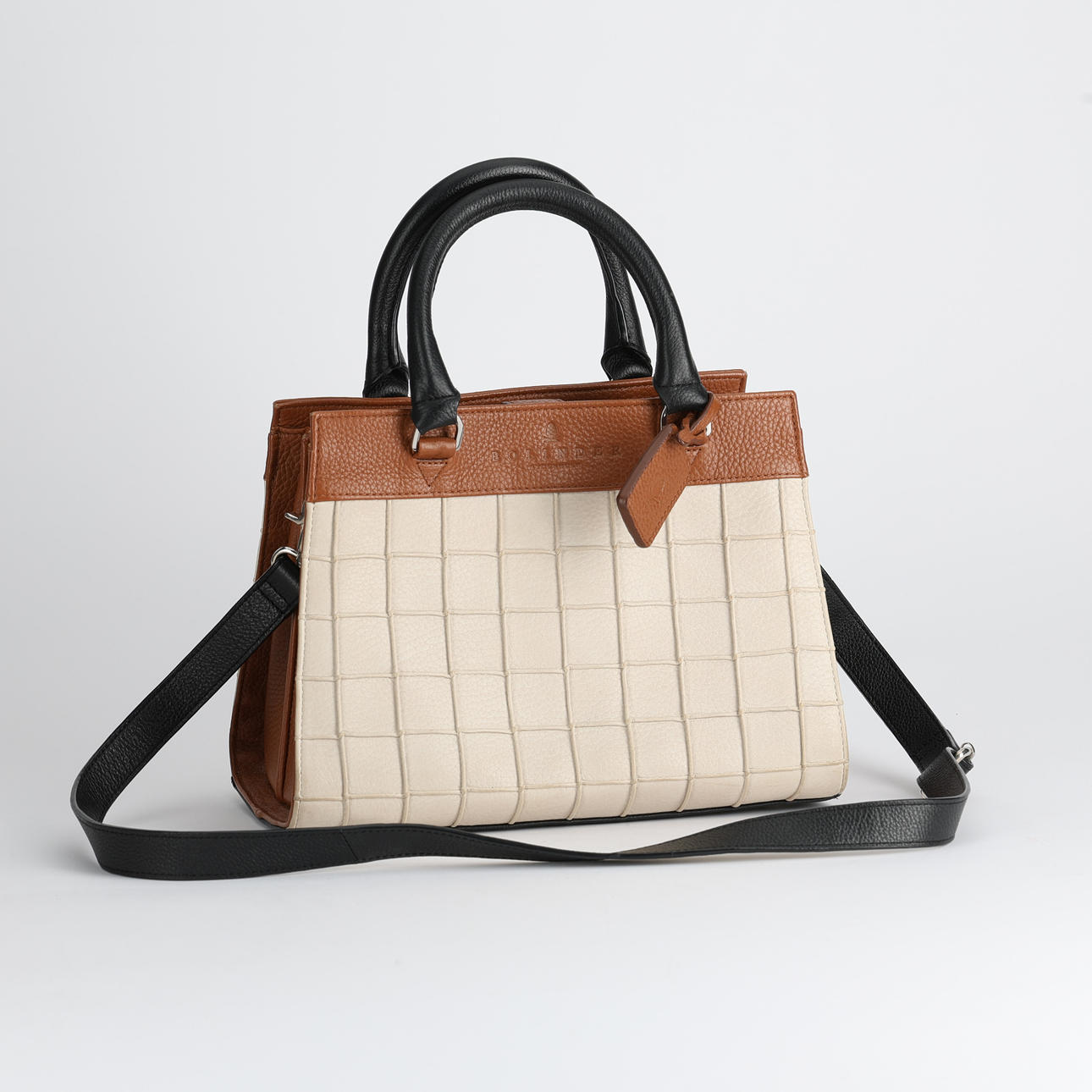 BOLINDER, Handtasche mit Schultergurt, Leder.