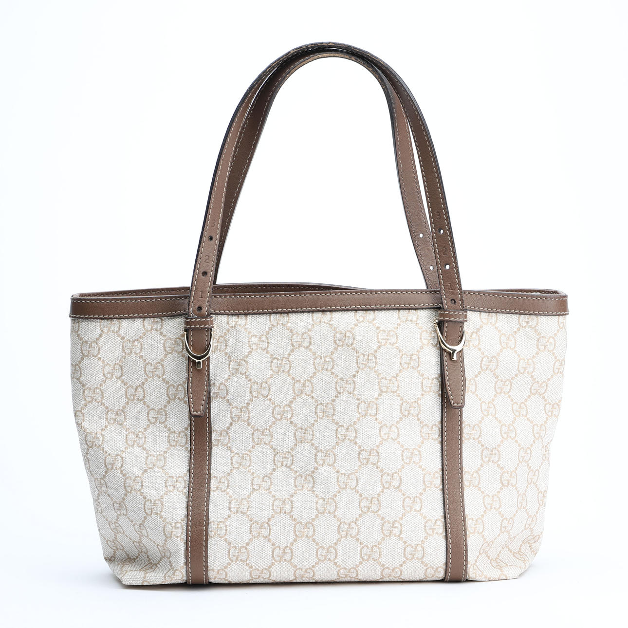 GUCCI, Tasche, monogrammierte geprägte Leinwand, Leder.