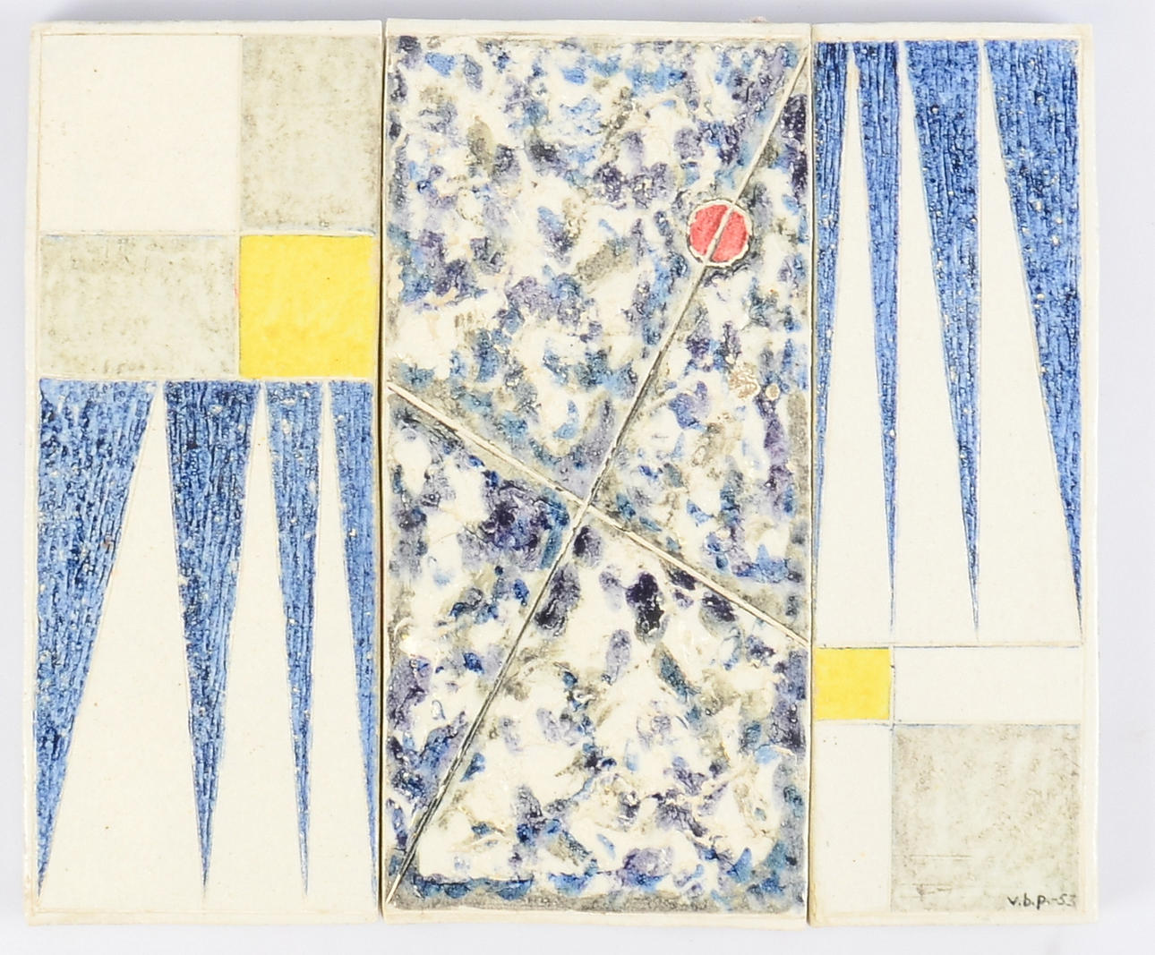 VILHELM BJERKE PETERSEN. Väggrelief, triptyk, glaserad keramik, Rörstrand.