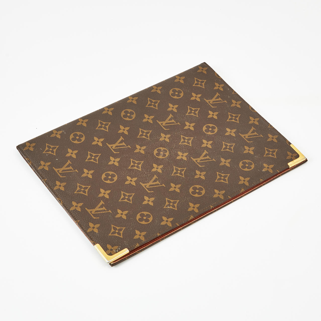 LOUIS VUITTON, 1980's document folder, monogram pattern, brass details.