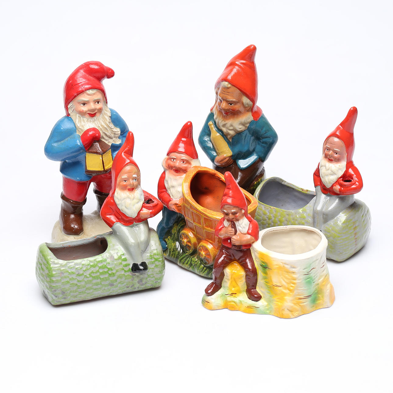 TOMTAR, 6 st, bemålad keramik.