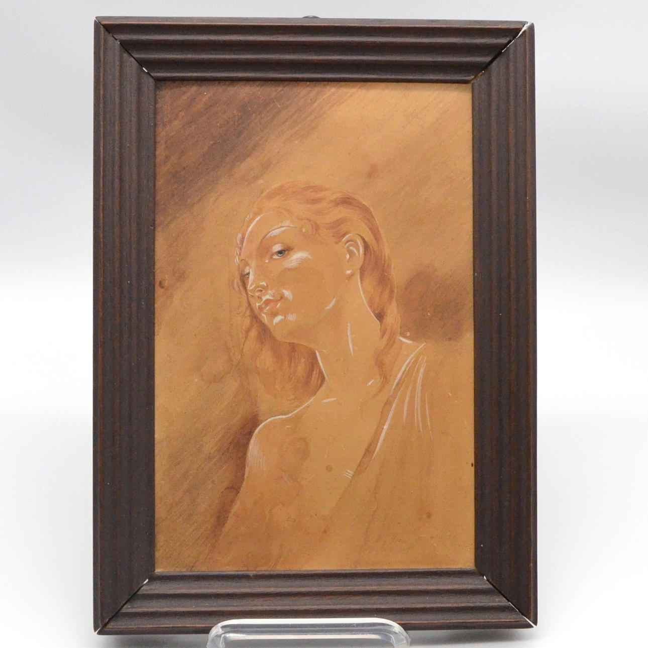 M. STAEBEL. PORTRAIT OF A LADY, PASTEL DRAWING WITH INCANTATIONS ON PAPER, SIGNED AND DATED, 17. SEP. 1945.